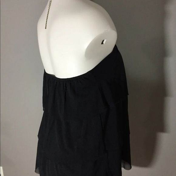 Express black tiered halter top with brass chain S - Picture 5 of 9